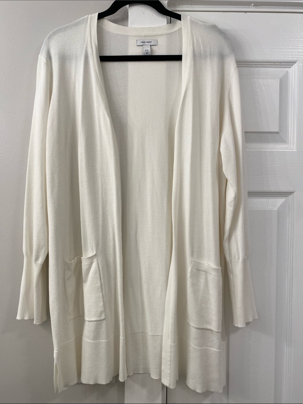 Nine West Ivory Open Front Cardigan Size XXL Long Sleeve Pockets
